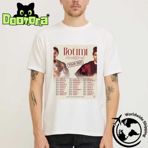 Rotimi In My Heart In My Veins Tour 2025 Fan Gifts Classic T-Shirt