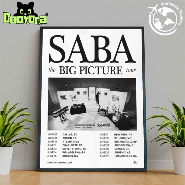 Saba The Big Picture Tour Dates 2025 Fan Gifts Home Decor Poster Canvas