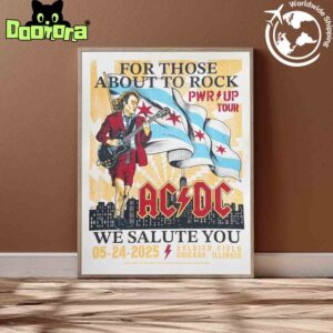 ACDC PWR Up Chicago 2025 Concert Poster In Chicago Illinois At Soldier Field On May 24 2025 For Those About To Rock Fan Gifts Home Decor Poster Canvas