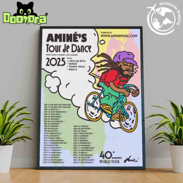 Aminé Tour De Dance Tour Dates 2025 Fan Gifts Home Decor Poster Canvas