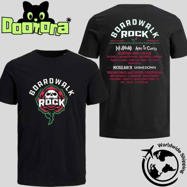 Boardwalk Rock 2025 Lineup Skull And Roses Artwork Fan Gifts Classic T-Shirt