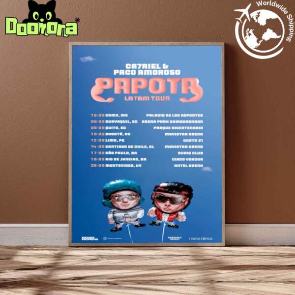 CA7RIEL & Paco Amoroso Papota Tour Dates 2025 Fan Gifts Home Decor Poster Canvas