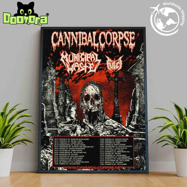 Cannibal Corpse North American Tour Dates 2025 Fan Gifts Home Decor Poster Canvas