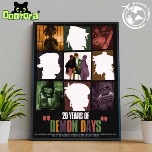 Gorillaz Band 20 Years Of Demon Days Artwork Fan Gifts Home Decor Poster Canvas