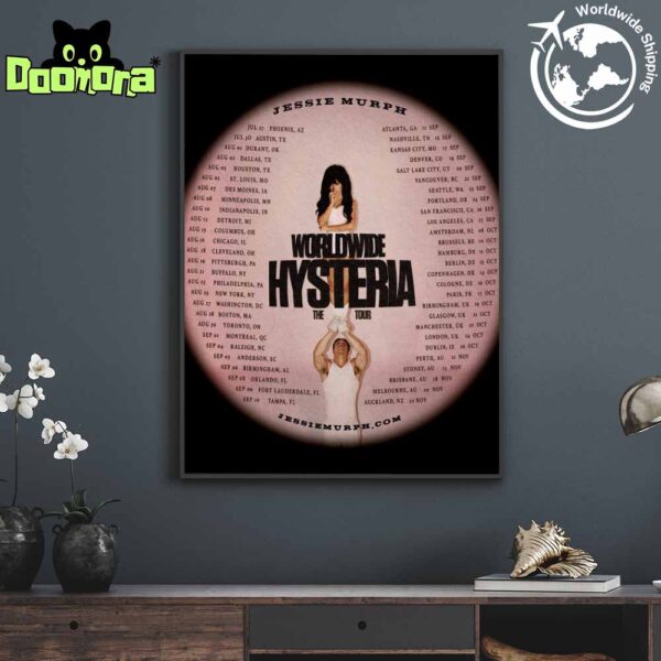 Jessie Murph Worldwide Hysteria Tour Dates 2025 Fan Gifts Home Decor Poster Canvas
