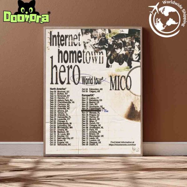 MICO Internet Hometown Hero World Tour Dates 2025 Fan Gifts Home Decor Poster Canvas