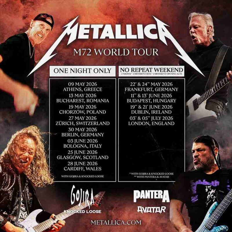 Metallica Announce 2026 UK European “M72” Tour What You Need to Know