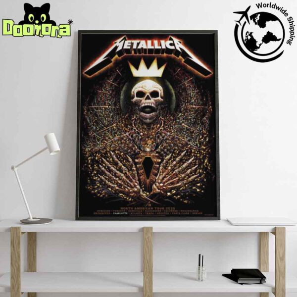 Metallica M72 Charlotte 2025 Poster For Charlotte North Carolina At Bank of America Stadium On May 31 2025 King Of Skeleton Artwork Home Decor Poster Canvas