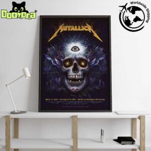 Metallica M72 Charlotte 2025 Poster For Charlotte North Carolina At Bank of America Stadium On May 31 2025 Skull With Third Eye Artwork Home Decor Poster Canvas