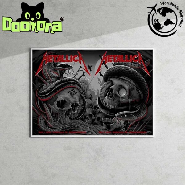 Metallica M72 Nashville 2025 Night 1 And 2 At Nissan Stadium Nashville Tennessee On May 1 And 3 2025 North American Tour Fan Gifts Home Decor Poster Canvas