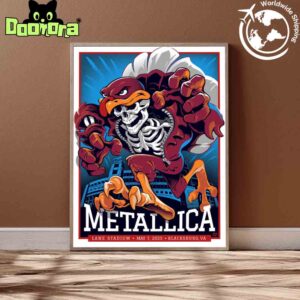 Metallica M72 Virginia Tech Poster In Blacksburg VA At Lane Stadium On May 7 2025 Skeleton Mascot HokieBird Artwork Fan Gifts Home Decor Poster Canvas