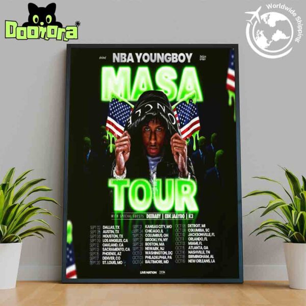 NBA YoungBoy 2025 MASA Tour Dates Fan Gifts Home Decor Poster Canvas