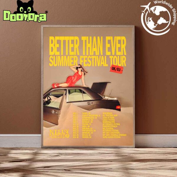 Nelly Furtado Summer Festival Tour Dates 2025 UK And EU Fan Gifts Home Decor Poster Canvas