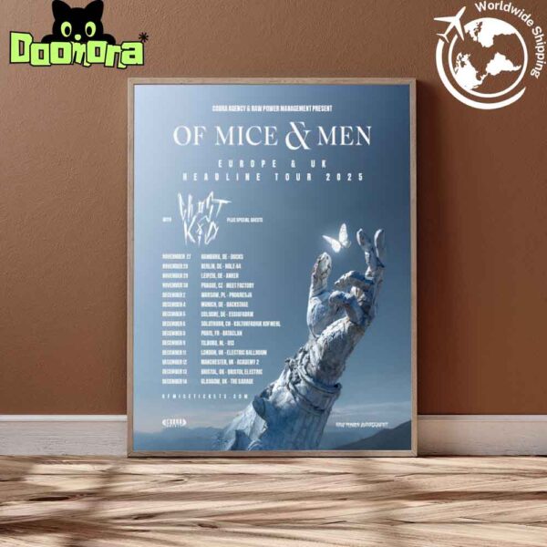 Of Mice & Men Europe And UK Tour Dates 2025 Fan Gifts Home Decor Poster Canvas