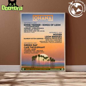 Ohana Festival 2025 Lineup In Dana Point CA On September 26-28 2025 Fan Gifts Home Decor Poster Canvas