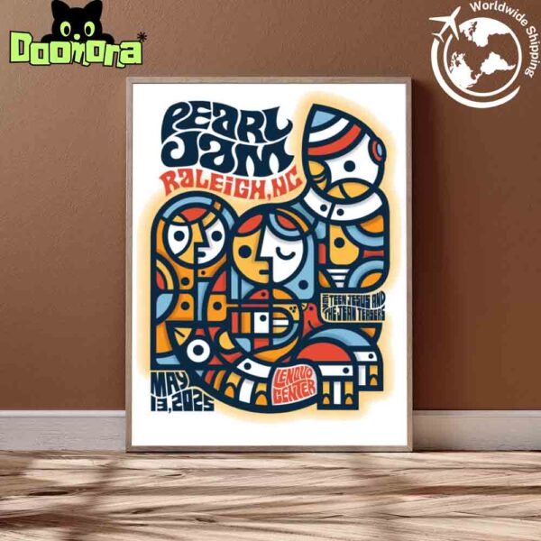 Pearl Jam Raleigh North Carolina 2025 Night 2 Poster At Lenovo Center On May 13 2025 Fan Gifts Home Decor Poster Canvas