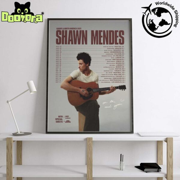 Shawn Mendes 2025 European And North American Tour Dates Fan Gifts Home Decor Poster Canvas