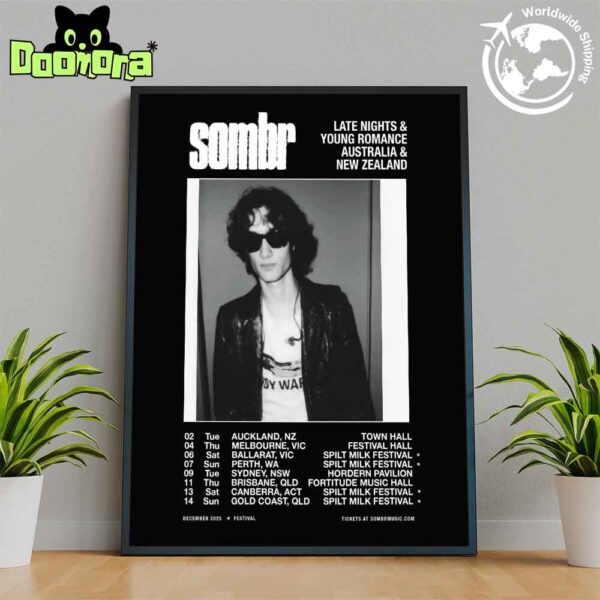 Sombr The Late Nights And Young Romance Tour Dates 2025 In Australia And New Zealand Fan Gifts Home Decor Poster Canvas