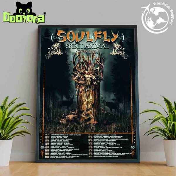 Soulfly Spirit Animal Tour Dates 2025 Fan Gifts Home Decor Poster Canvas