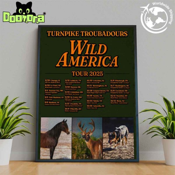 Turnpike Troubadours Wild America Tour 2025 Fan Gifts Home Decor Poster Canvas