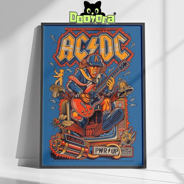 ACDC PWR UP Tour Poster For Berlin Show At Olympiastadion June 30 2025 With Electric Comic Artwork Home Decor Poster Canvas