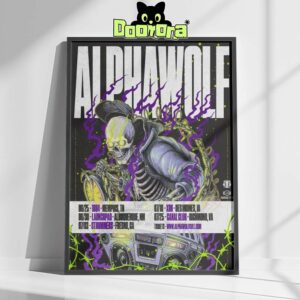 Alpha Wolf 2025 U.S. Tour Poster Featuring Electric Skeleton Artwork Home Decor Poster Canvas