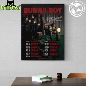 Burna Boy No Sign Of Weakness World Tour 2025 Fan Gifts Home Decor Poster Canvas