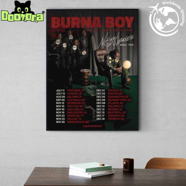 Burna Boy No Sign Of Weakness World Tour 2025 Fan Gifts Home Decor Poster Canvas