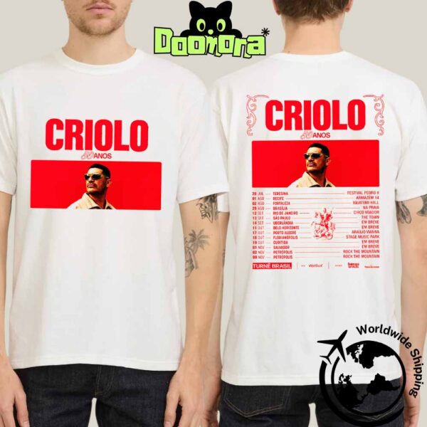 Criolo 50 Tour Dates Fan Gifts Two Sides Classic T-Shift