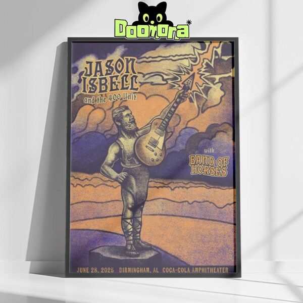 Jason Isbell And The 400 Unit Poster For Birmingham AL Show With Band Of Horses On June 28 2025 At Coca Cola Amphitheater Home Decor Poster Canvas