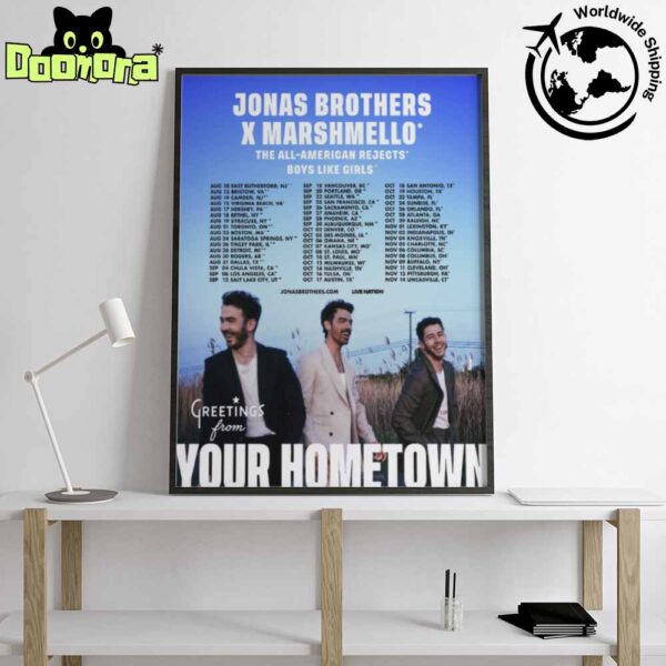 Jonas Brothers Jonas20 Greetings From Your Hometown Tour Dates Fan Gifts Home Decor Poster Canvas