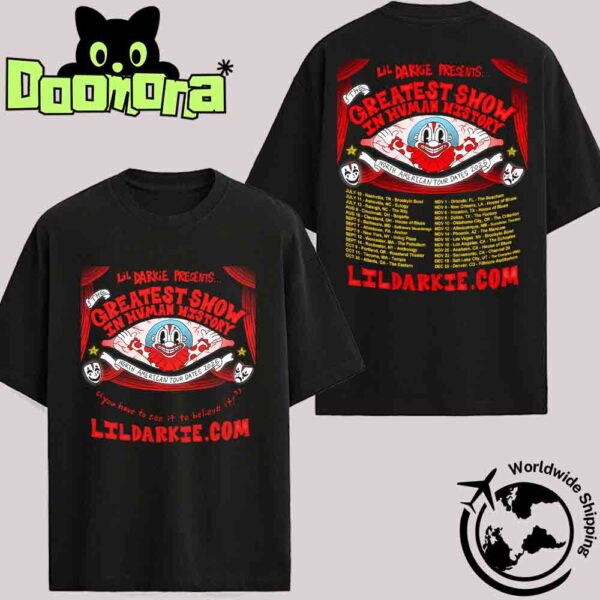 Lil Darkie The Greatest Show In Human History North American Tour Dates 2025 Fan Gifts Two Sides Classic T-Shirt