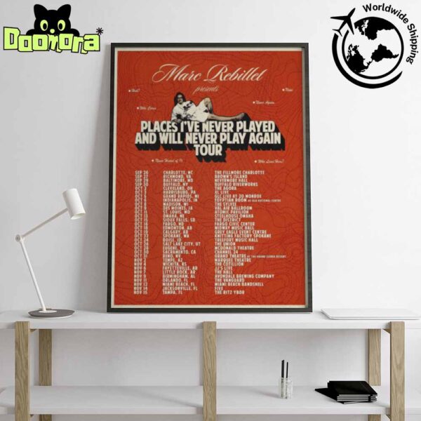 Marc Rebillet Places I’ve Never Played And Will Never Play Again Tour Dates 2025 Fan Gifts Home Decor Poster Canvas