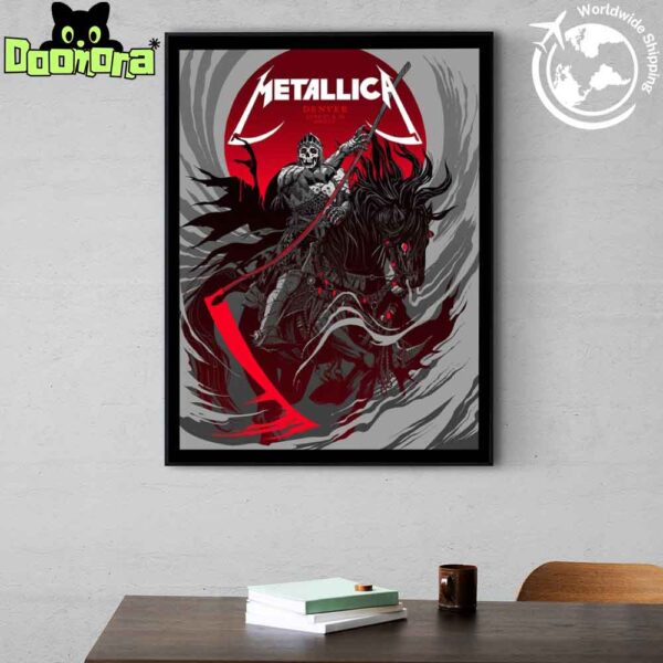 Metallica M72 Denver 2025 Tee In Denver Colorado At Empower Field On June 27 And 29 2025 The Death Knight Artwork Poster Canvas