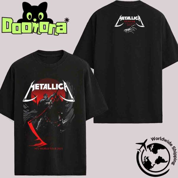 Metallica M72 Denver 2025 Tee In Denver Colorado At Empower Field On June 27 And 29 2025 The Death Knight Artwork Two Sides T-Shirt