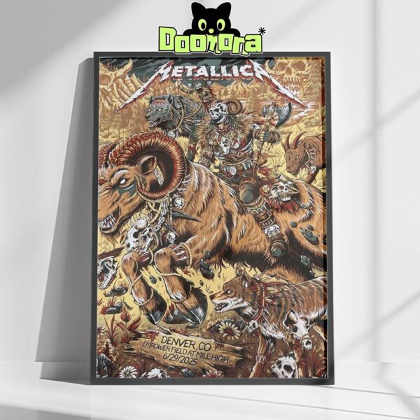Metallica M72 Denver Night 2 Venue Poster In Denver Colorado At Empower Field at Mile High On June 29 2025 M72 North America Tour Home Decor Poster CAnvas