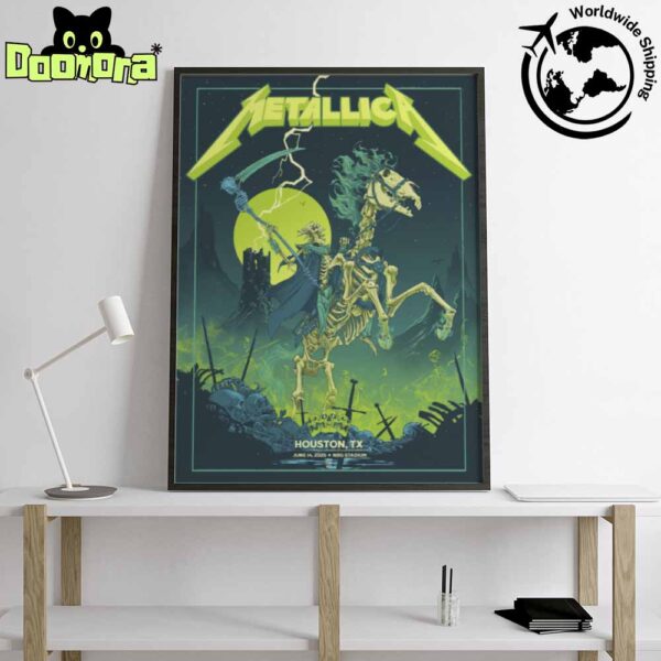 Metallica M72 Houston 2025 Poster In Houston Texas At NRG Stadium On June 14 2025 The Skeleton Reaper Artwork Home Decor Poster Canvas