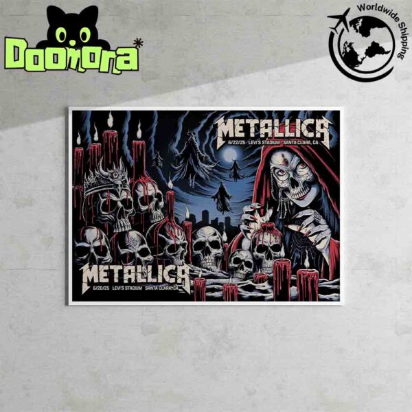 Metallica M72 Santa Clara 2025 Night 1 And 2 Poster At Levi’s Stadium In California On June 20 And 22 2025 Fan Gifts Home Decor Poster Canvas