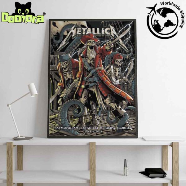 Metallica M72 Tampa 2025 Night 1 Poster In Tampa Florida At Raymond James On June 6 2025 The Skeletons Pirate Artwork Home Decor Poster Canvas