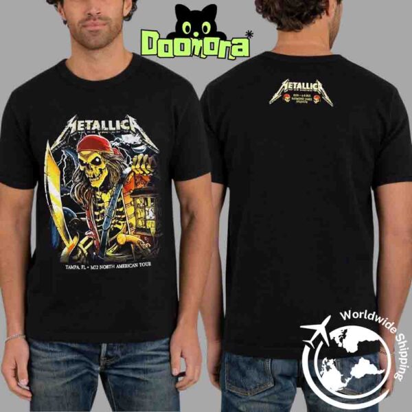Metallica M72 Tampa 2025 Night 2 Poster In Tampa Florida At Raymond James On June 8 2025 The Skeletons Pirate Artwork Two Sides Classic T-Shirt
