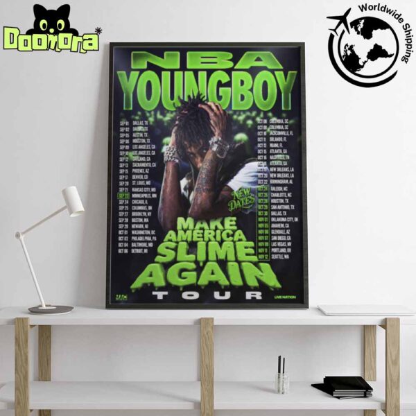 NBA YoungBoy Make America Slime Again Tour Dates 2025 Fan Gifts Home Decor Poster Canvas