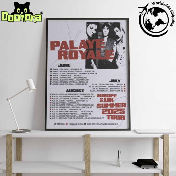 Palaye Royale Europe And UK Summer 2025 Tour Dates Fan Gifts Home Decor Poster Canvas