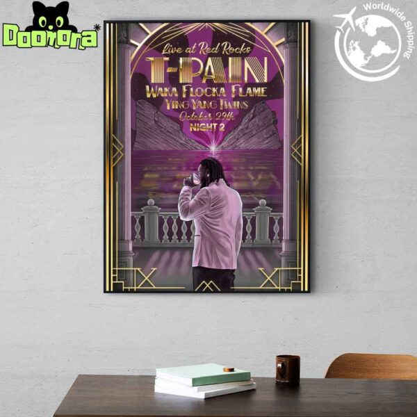 T-Pain TP20 Tour At Red Rocks On October 29th 2025 Artwork Fan Gifts Home Decor Poster Canvas