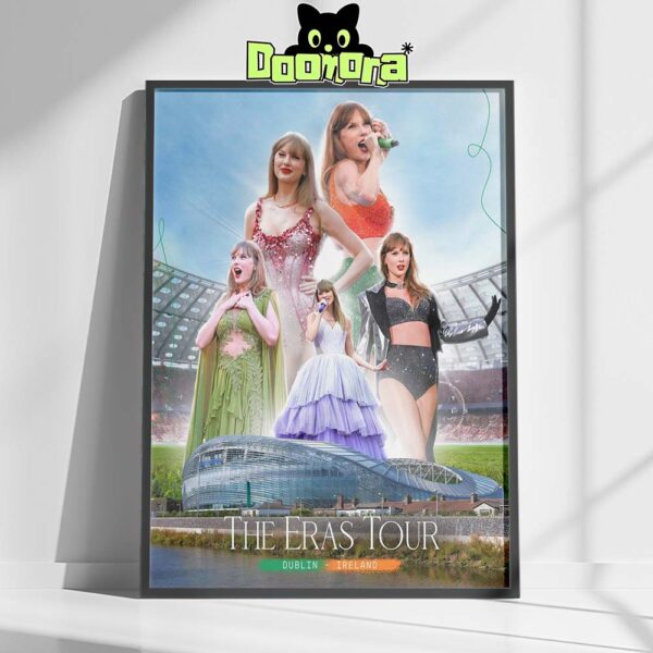 Taylor Swift Eras Tour Dublin 2025 Poster With Aviva Stadium Collage Artwork Home Decor Poster Canvas