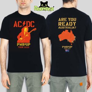 ACDC Black Tour Tee At Stadiums In Australia 2025 Featuring Are You Ready Map Artwork Two Sides Unisex T-shirt