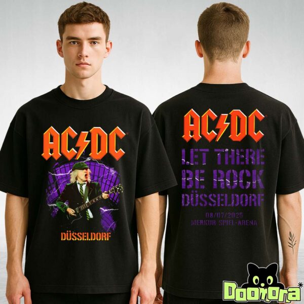 ACDC Let There Be Rock Black Graphic Tee At Merkur Spiel Arena In Düsseldorf Germany On July 8 2025 Two Sides T-Shirt