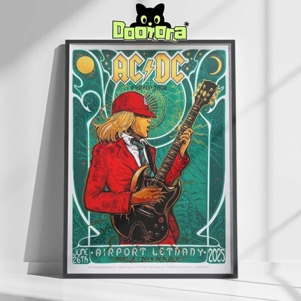 ACDC Live Poster At Airport Letňany In Prague Czech Republic June 26 2025 – PWR UP Tour Artwork By Malleus Home Decor Poster Canvas