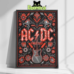 ACDC PWR UP Tour Poster At PGE Narodowy In Warsaw Poland On July 4 2025 Featuring Polish Folk-Inspired Floral Rock Design Home Decor Poster Canvas
