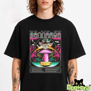 Bonnaroo Music And Arts Festival Poster At Great Stage Park In Manchester TN On June 12 To 15 2025 With Psychedelic Crystal Artwork T-Shirt