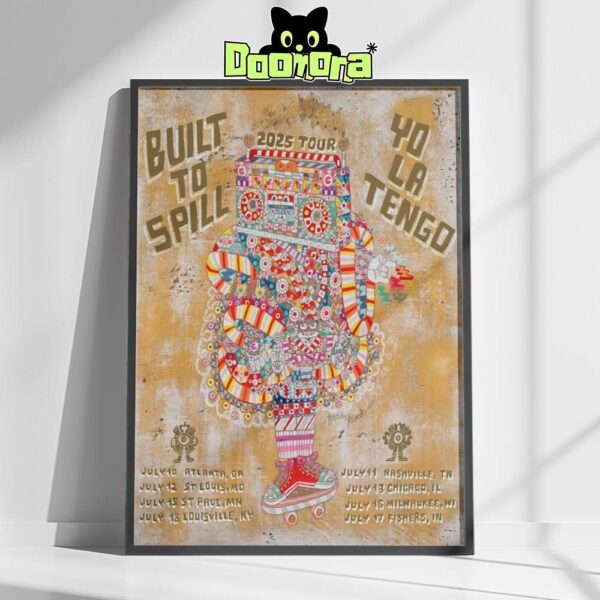 Built To Spill Yo La Tengo Tour Poster In Atlanta Nashville Chicago And More July 2025 With Psychedelic Robot Artwork Home Decor Poster Canvas